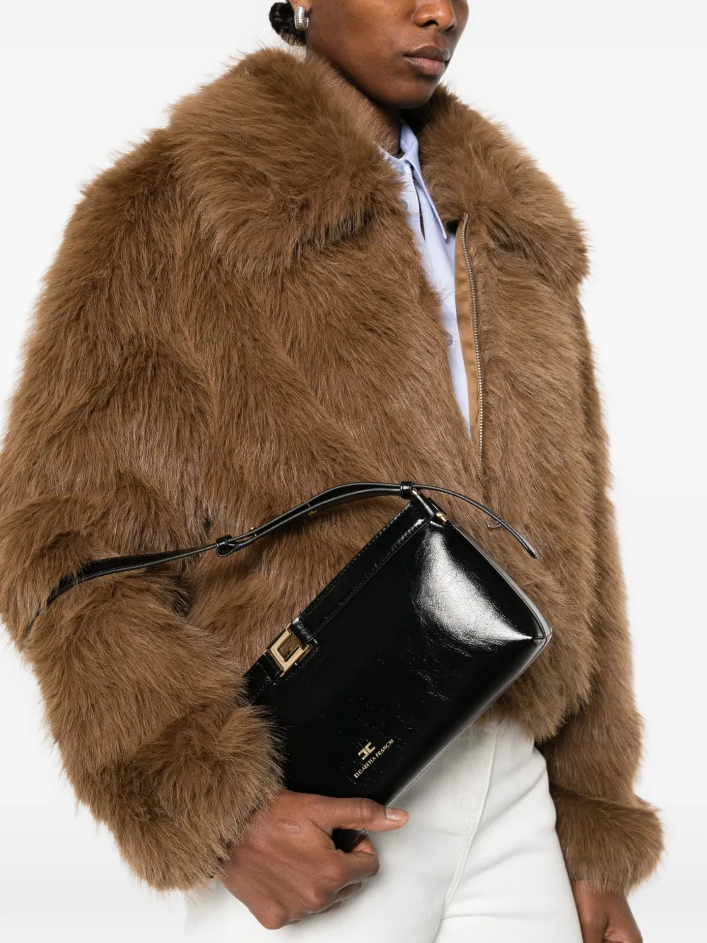  Elisabetta Franchi Logo-detail Shoulder Bag - Black 