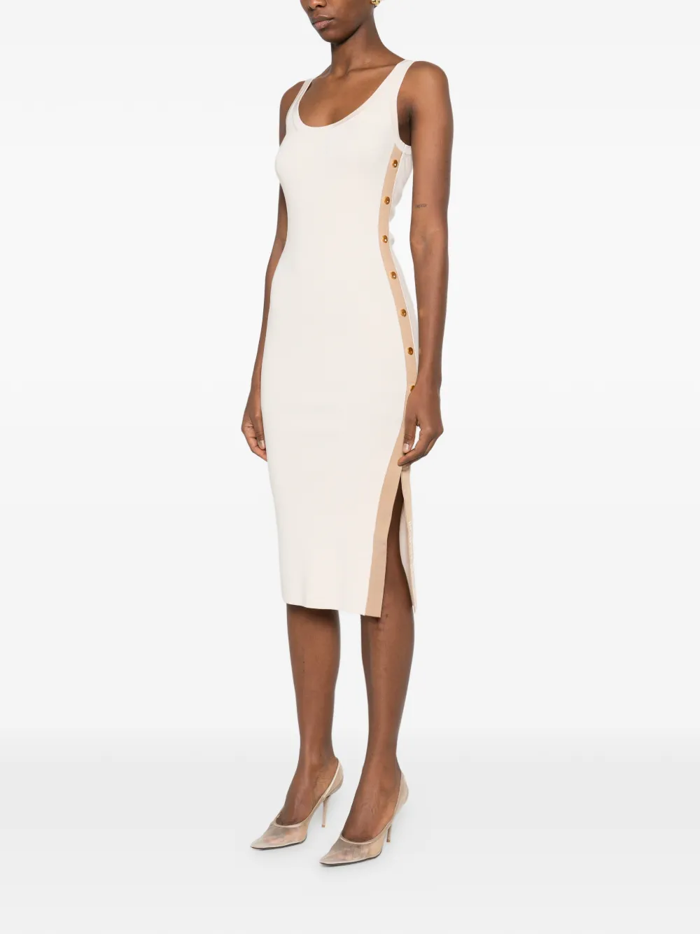  Elisabetta Franchi Snap-button Midi Dress - Neutrals 