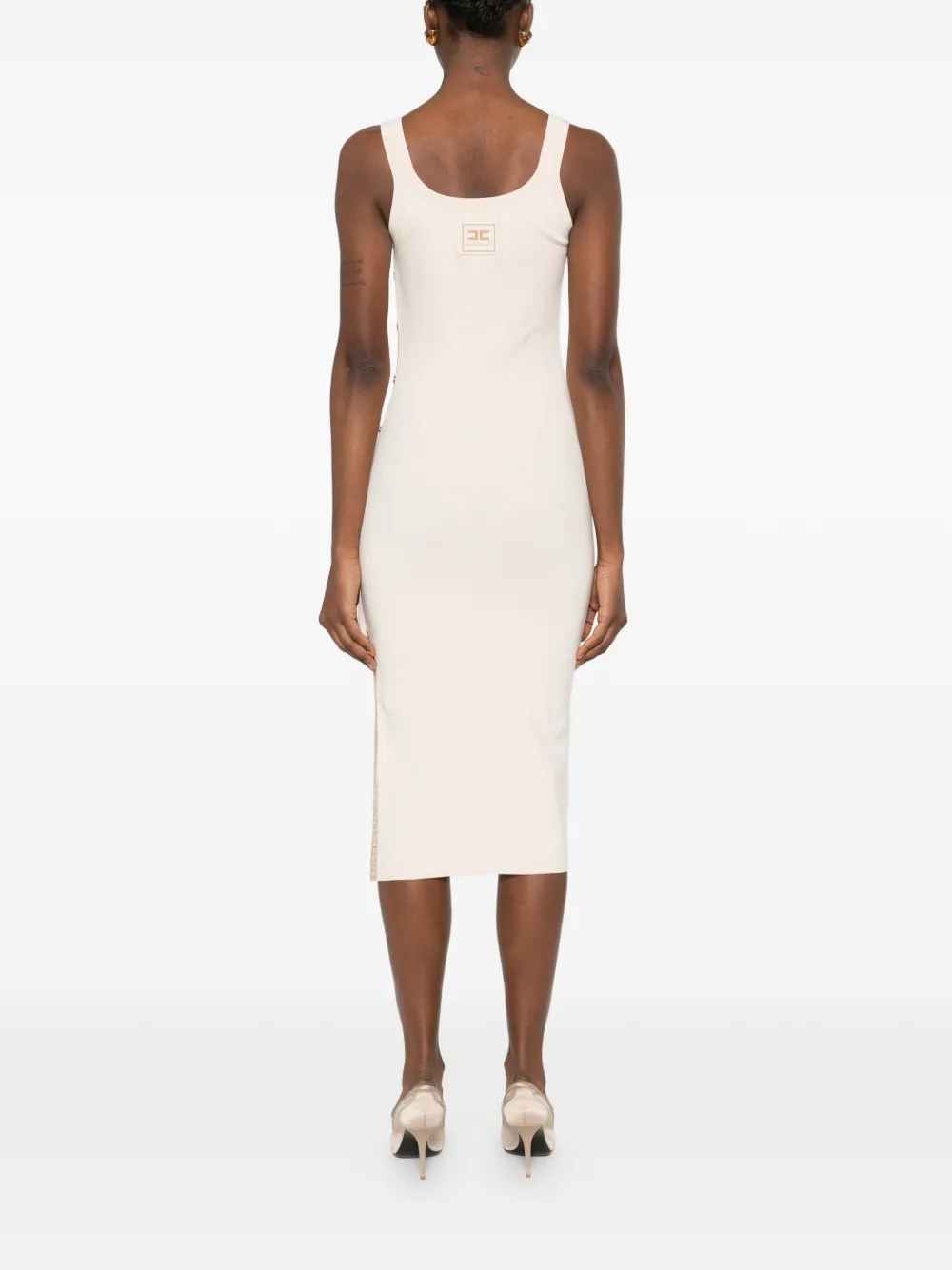 Elisabetta Franchi Midi-jurk met drukknoop Beige