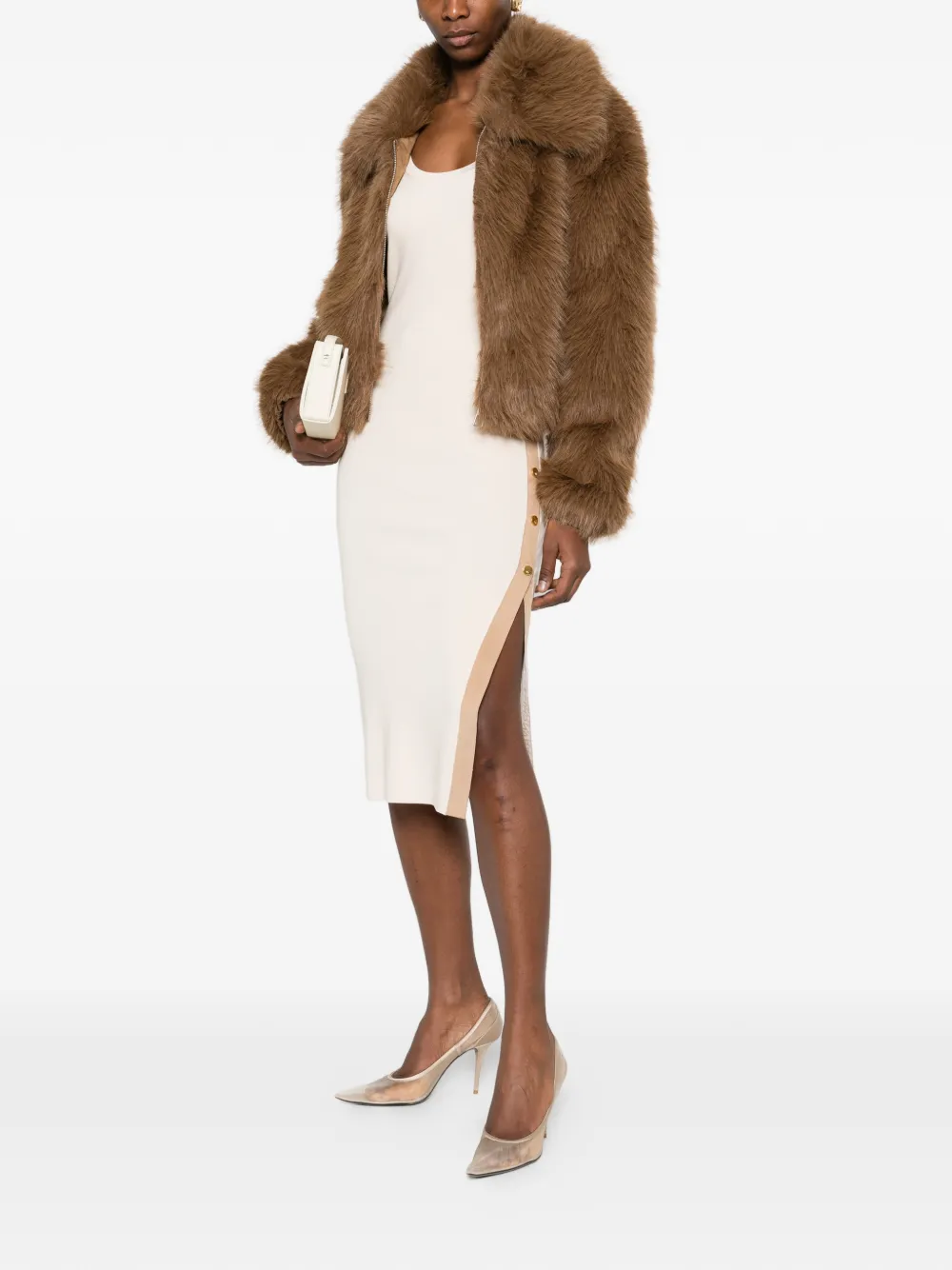  Elisabetta Franchi Snap-button Midi Dress - Neutrals 