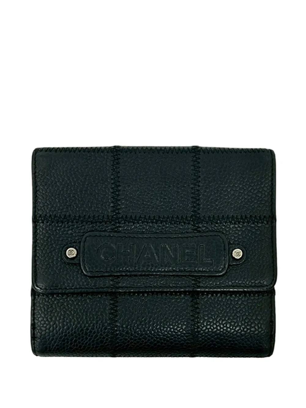 CHANEL Pre-Owned Portafoglio compatto Choco Bar in pelle Caviar 2005-2006 - Nero