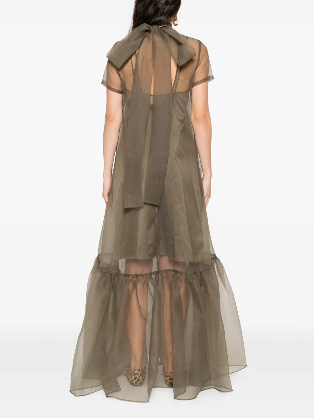STAUD Calluna maxi-jurk met ruches Groen