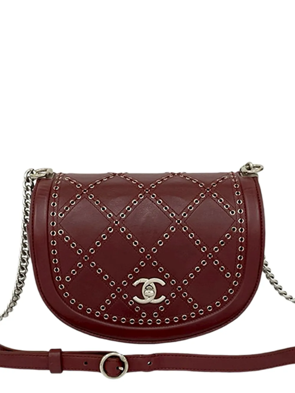 CHANEL Pre-Owned Borsa a tracolla Coco Round Flap piccola in pelle di vitello con occhielli 2017-2018 - Rosso