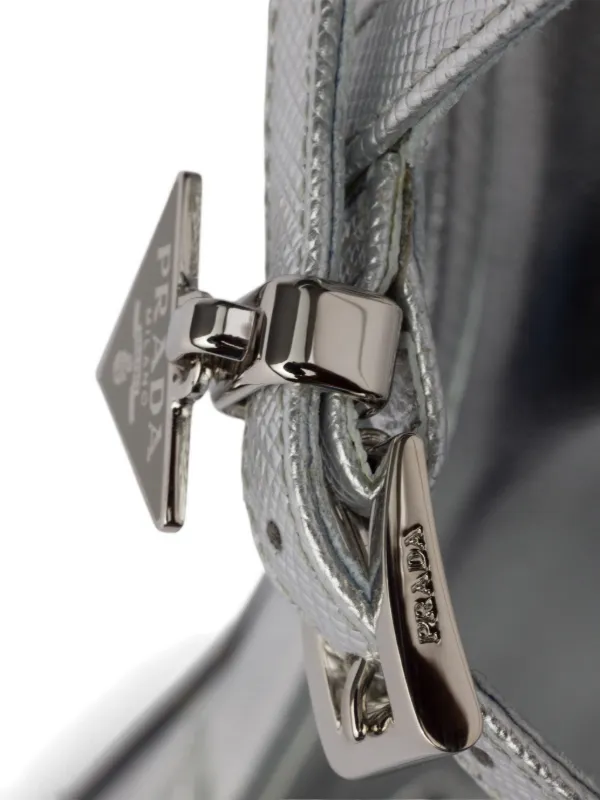 Prada metallic-finish Leather Platform Sandals | Silver | FARFETCH