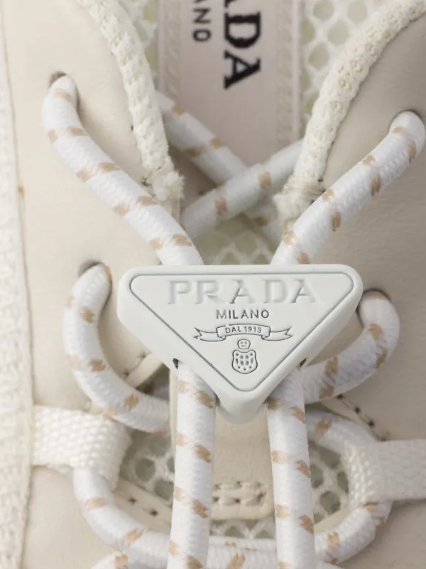 Prada Speedrock Leather And Mesh Fabric Sneakers | Neutrals | FARFETCH