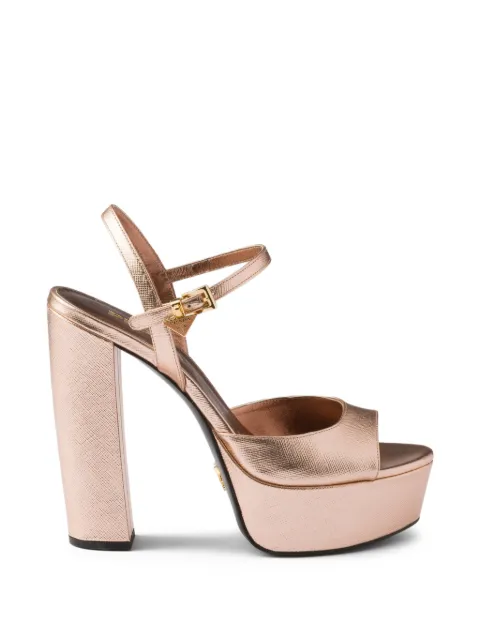 Prada metallic platform sandals