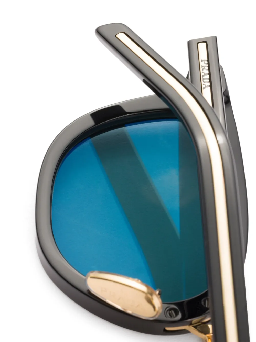 Prada Eyewear Zonnebril met rond montuur Zwart