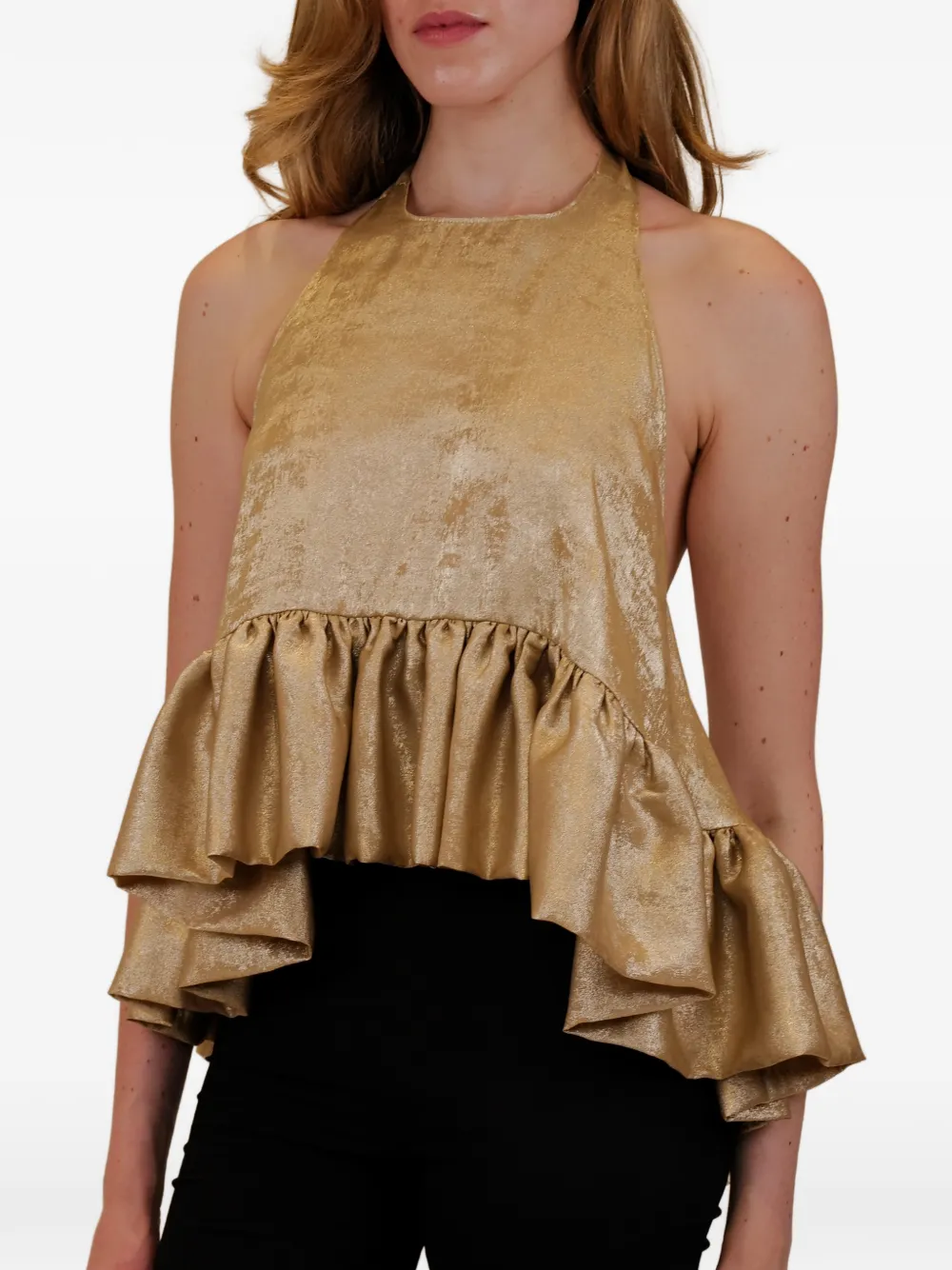  Azeeza Winston Ruffled Halterneck Top - Gold 