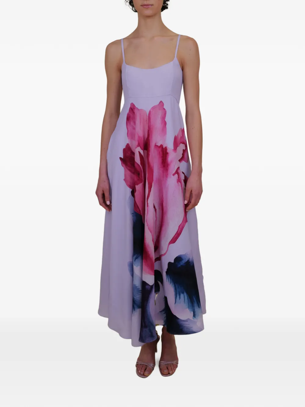 AZEEZA Rachel floral-print midi dress - Paars