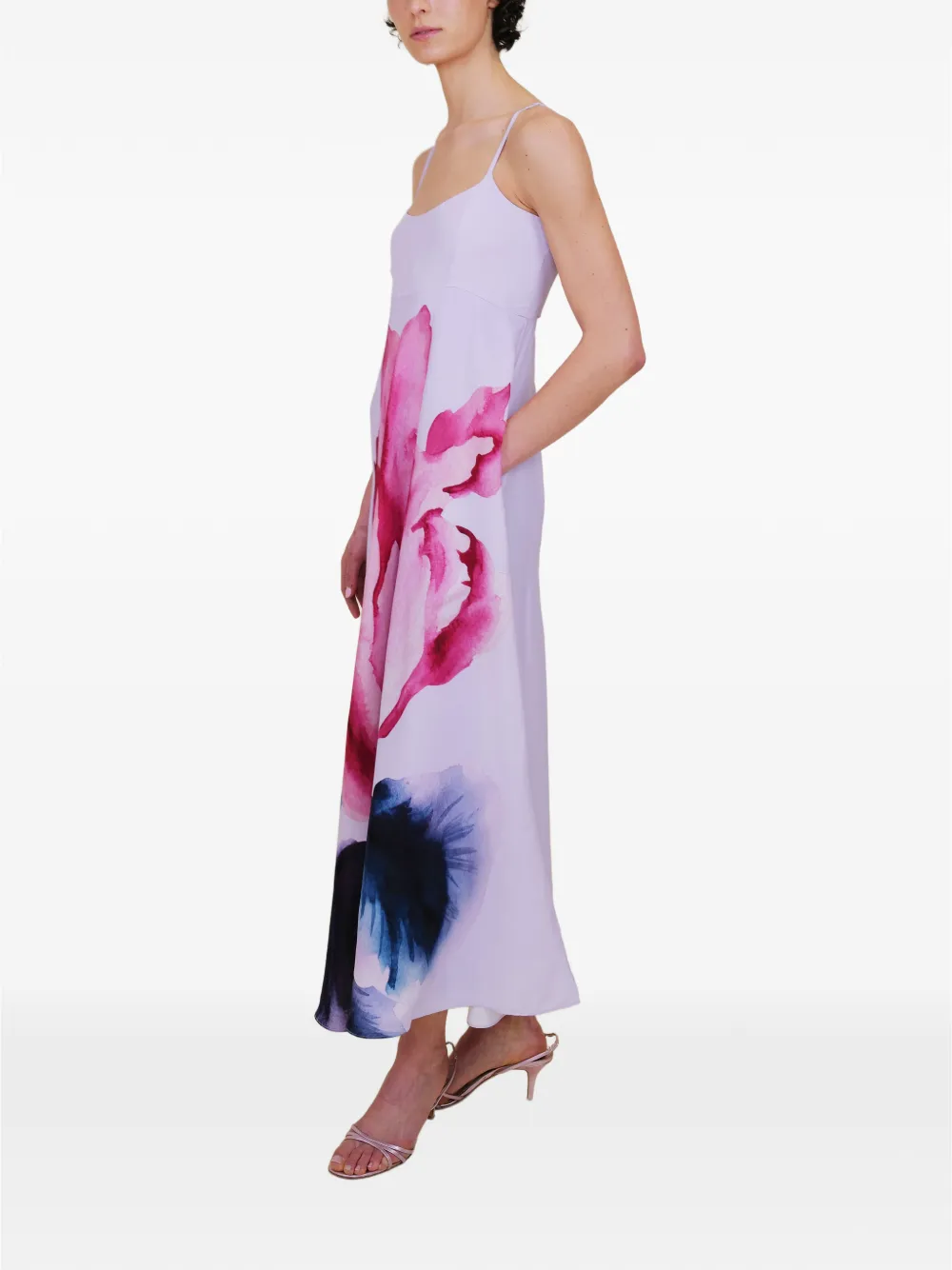 AZEEZA Rachel midi-jurk met bloemenprint Paars
