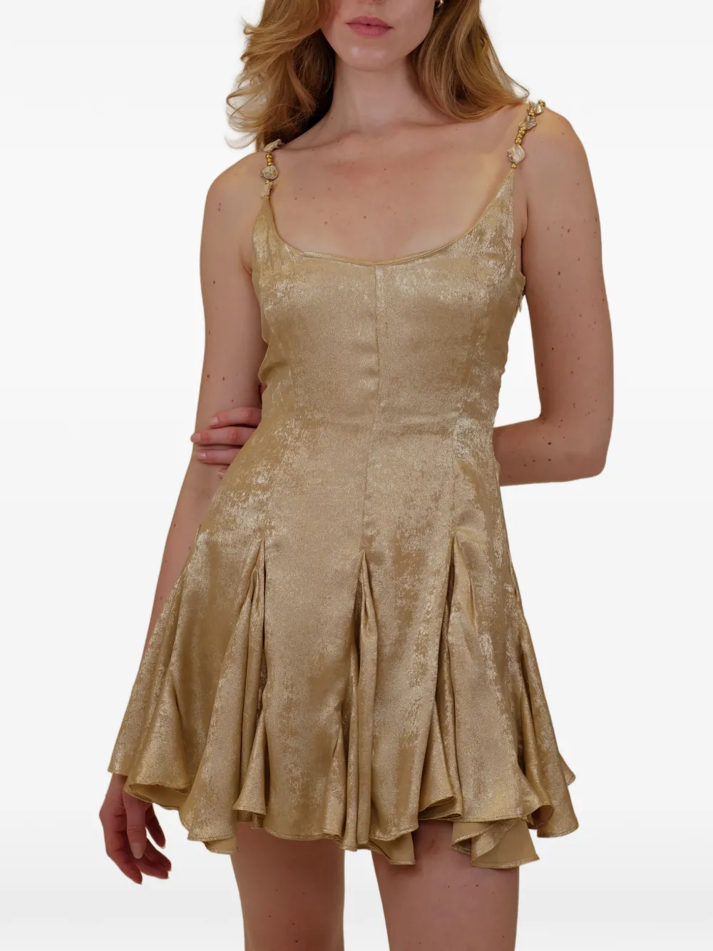 AZEEZA Solenne embellished-strap mini dress - Goud