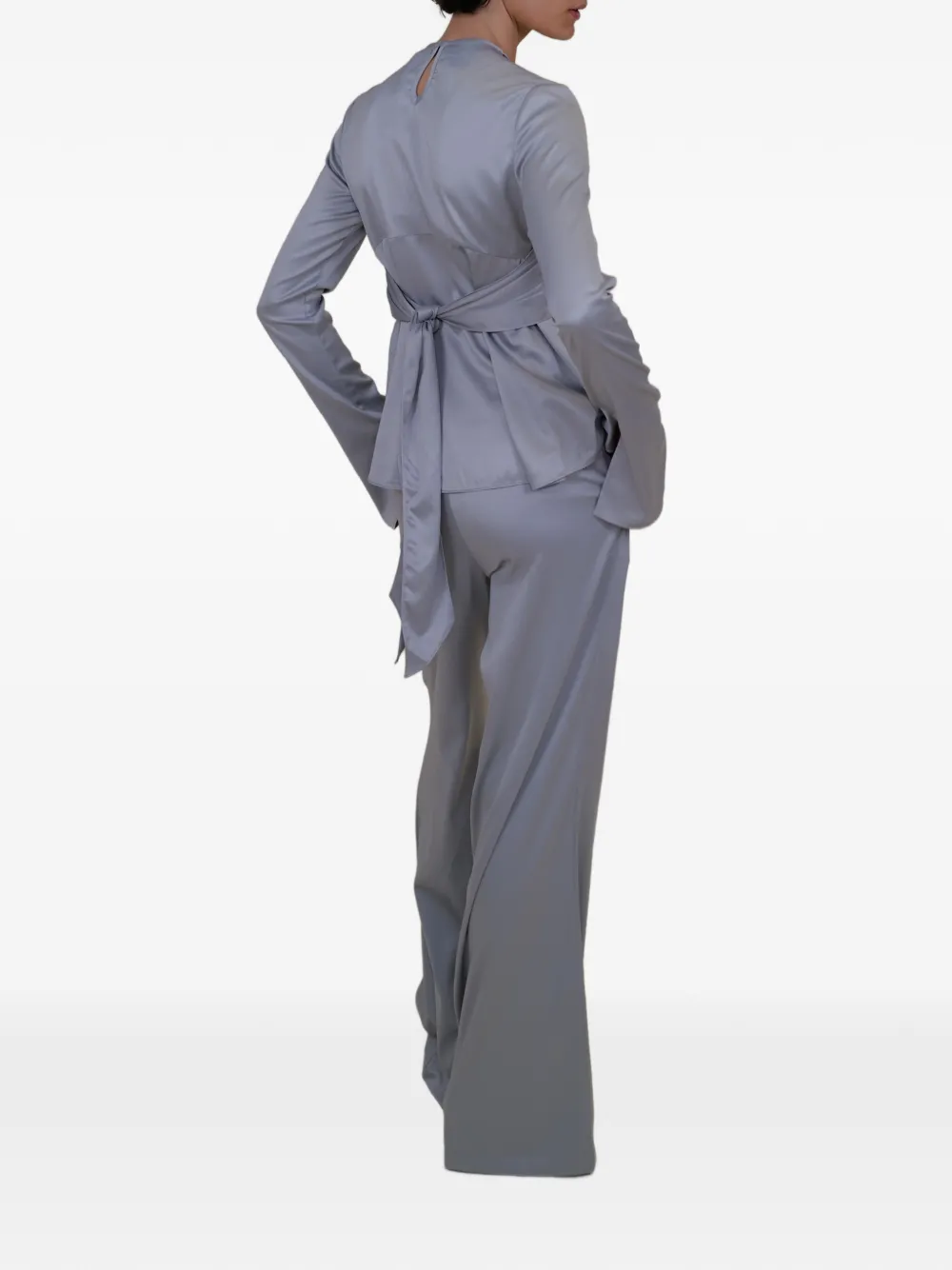 AZEEZA Emory satin trousers - Grijs