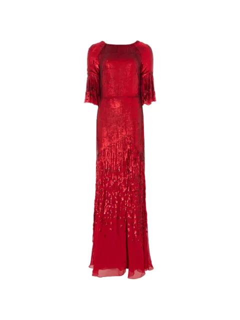 Temperley London Celestial 亮片缀饰喇叭袖超长连衣裙