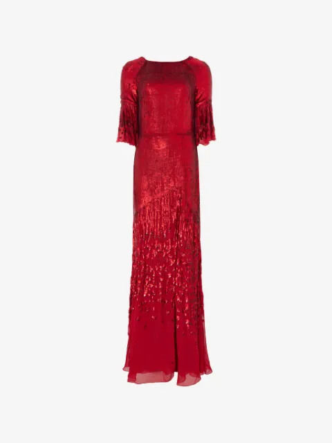 Temperley London Celestial sequin-embellished flared-sleeve maxi dress