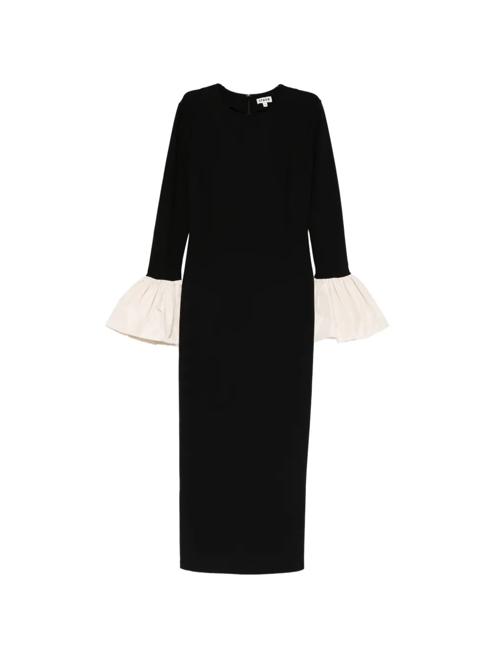 STAUD Abito lungo Hawthorne con ruches - Nero