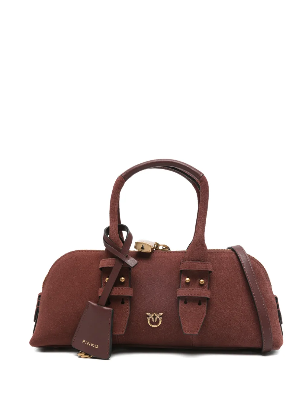 PINKO suede bowling tote bag - Rosso