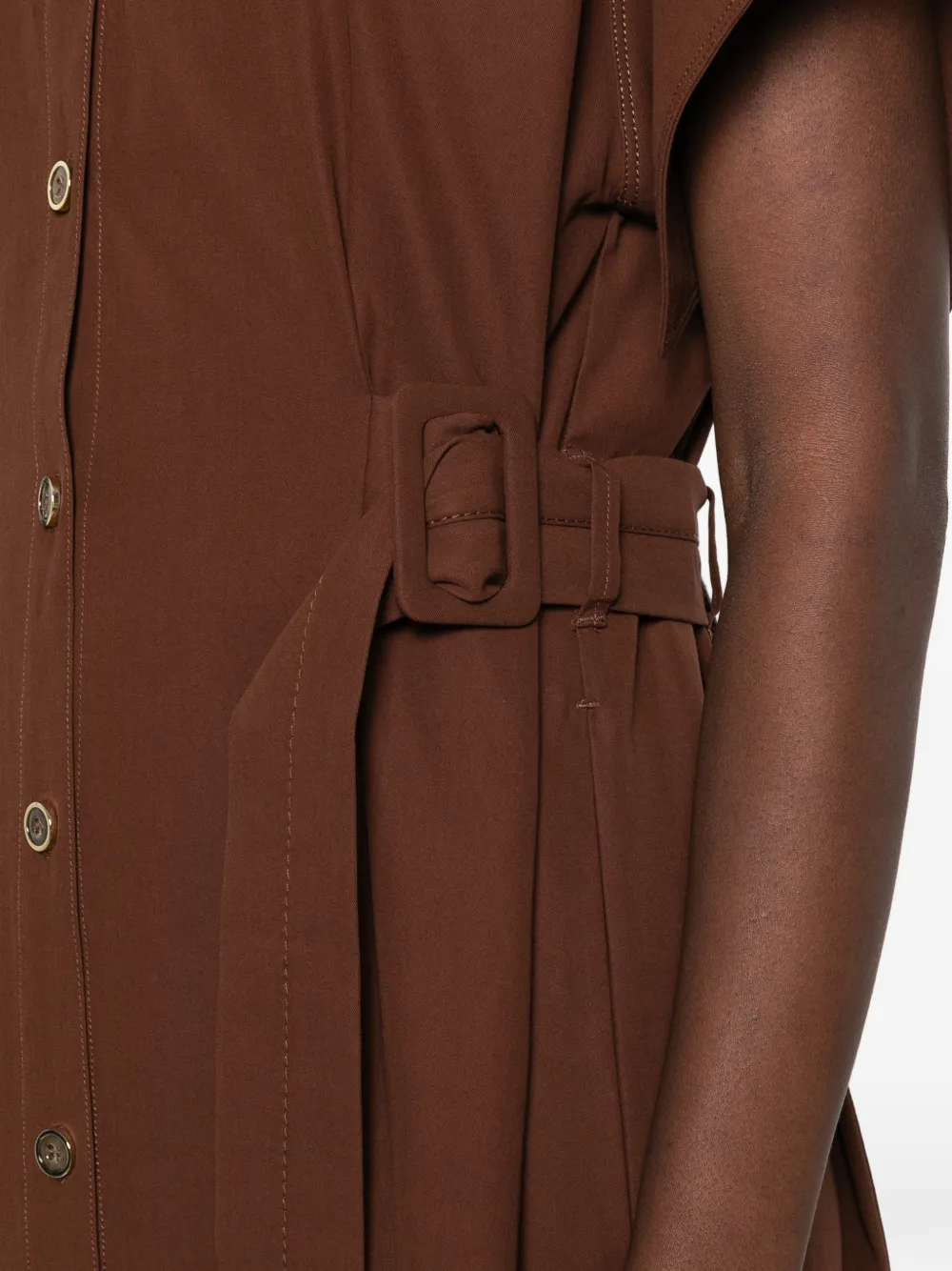 PINKO Midi-blousejurk met knopen en ceintuur Bruin