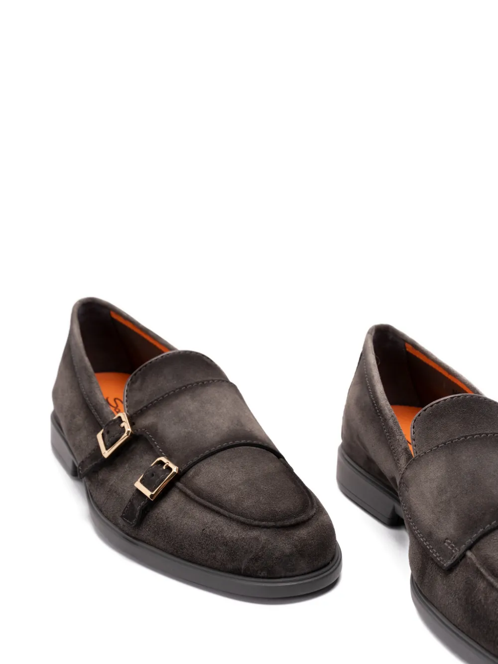 Santoni buckled suede loafers Grijs
