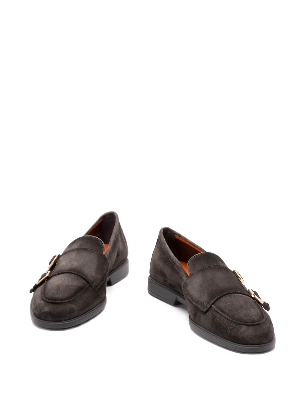 Santoni buckled suede loafers Grijs