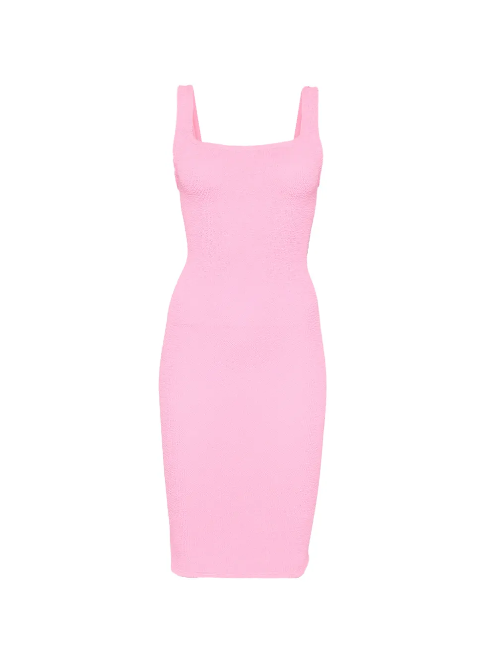 Hunza G square-neck textured midi fitted dress - Rosa