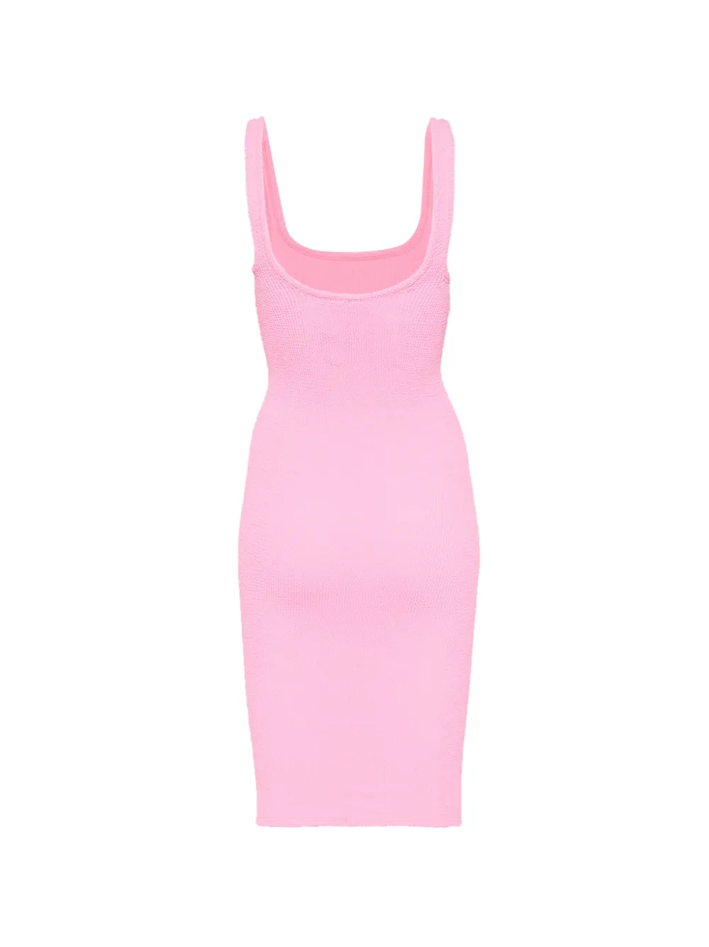  Hunza G Square-neck Textured Midi Fitted Dress - Pink 