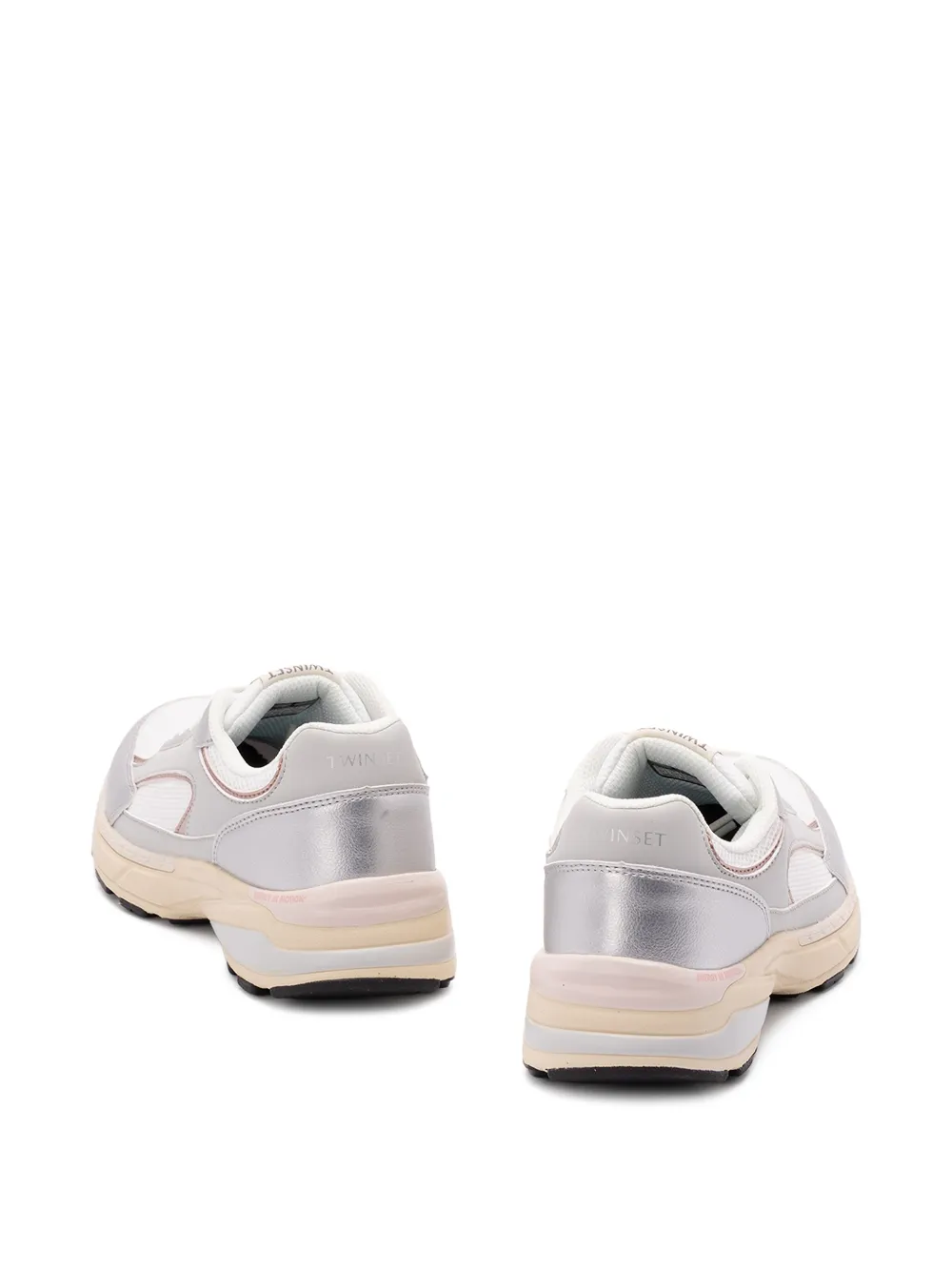  Twinset Metallic Panelled Sneakers - Silver 