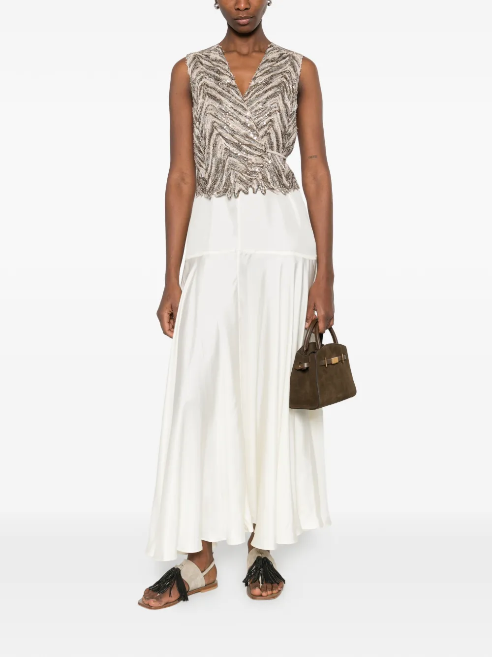  Brunello Cucinelli Sequin Chevron Knitwear - Neutrals 