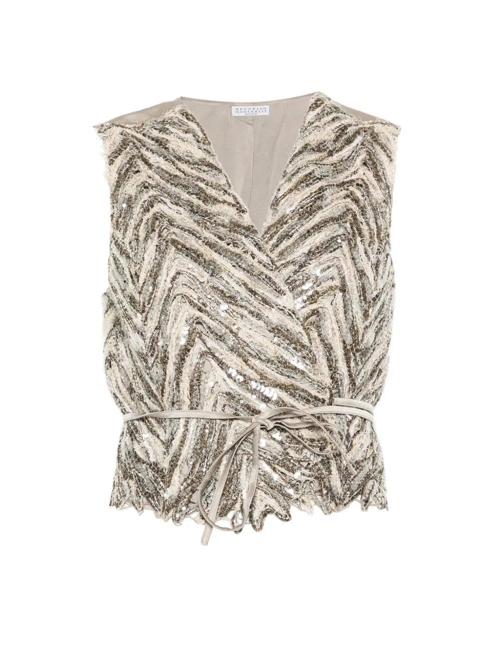 Brunello Cucinelli sequin chevron knitwear - Toni neutri