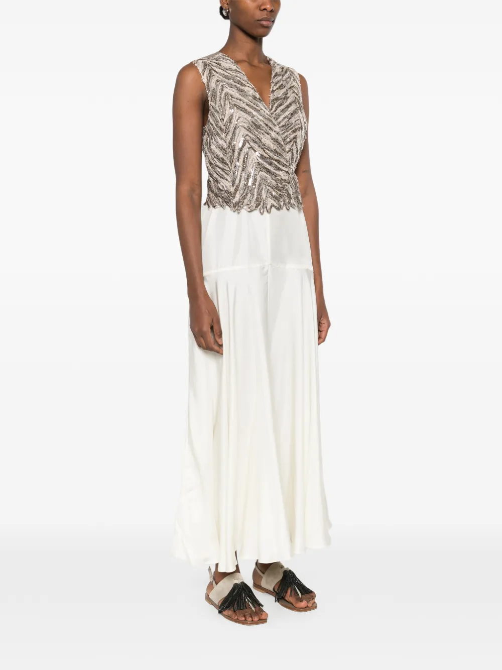  Brunello Cucinelli Sequin Chevron Knitwear - Neutrals 
