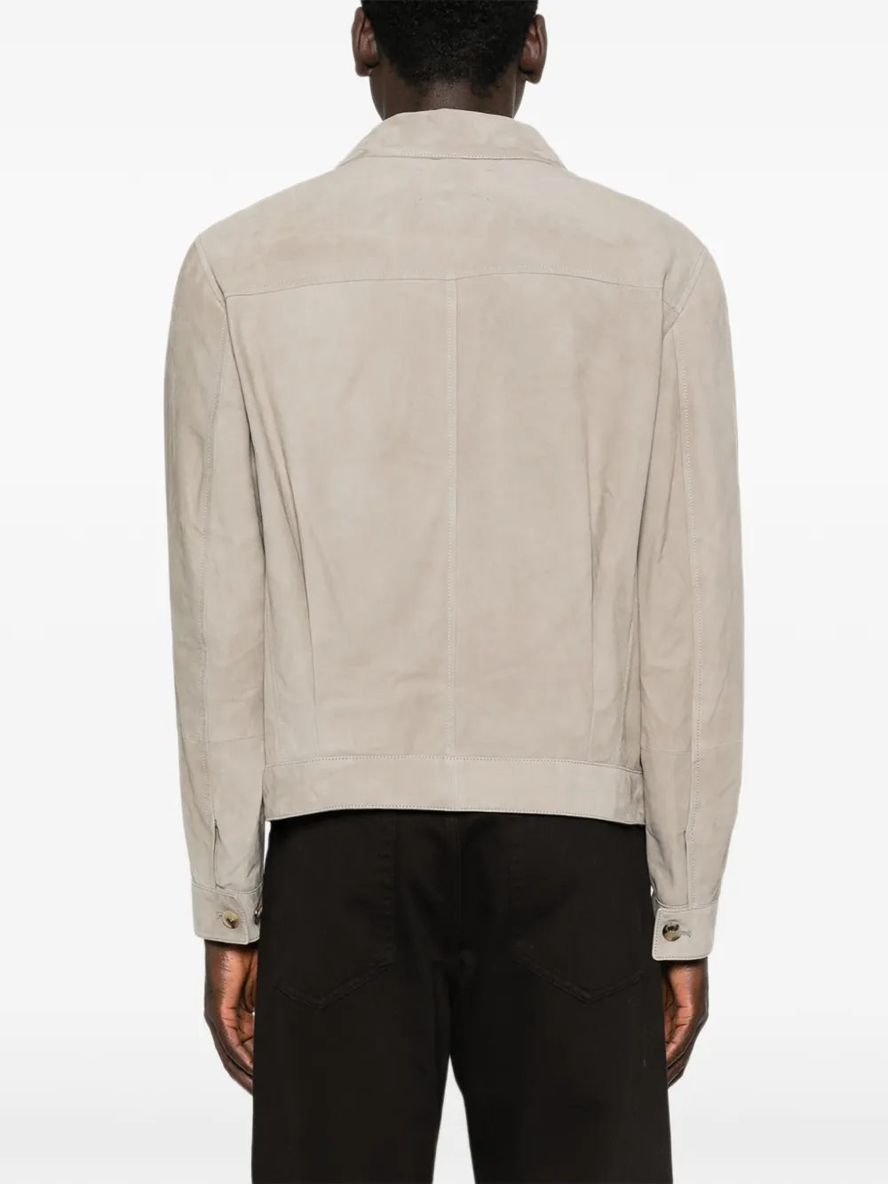 Brunello Cucinelli Suède leren jack met zak Beige