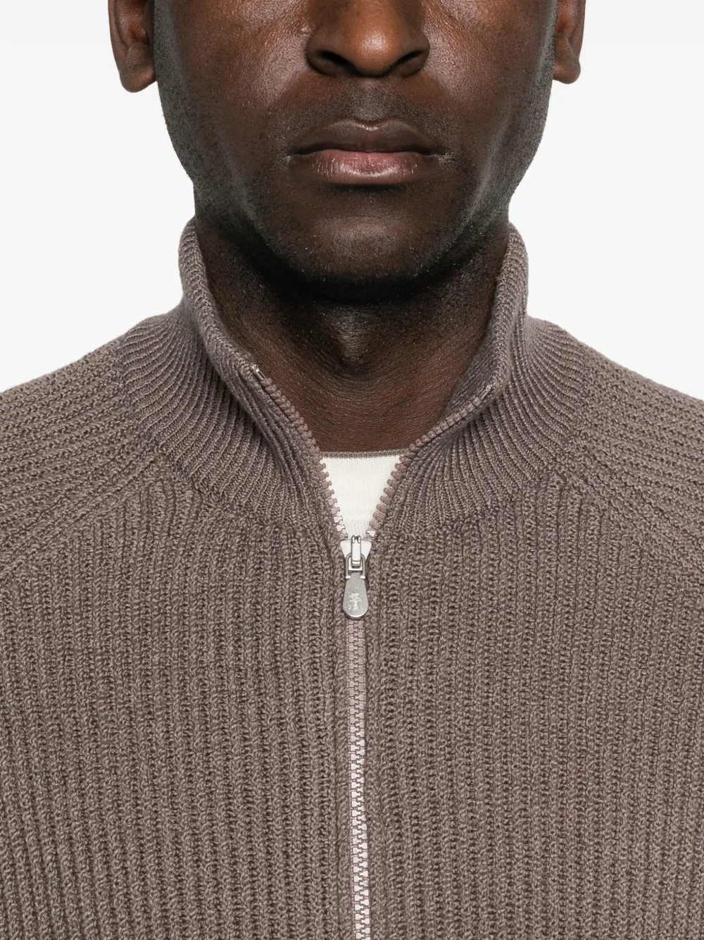 Brunello Cucinelli Geribbeld vest met rits Bruin