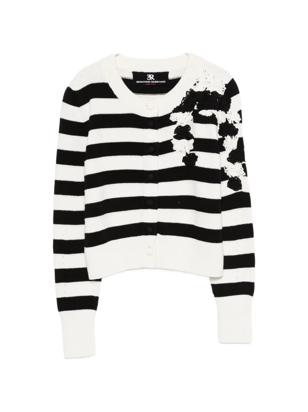 Ermanno Scervino striped floral cardigan - Bianco