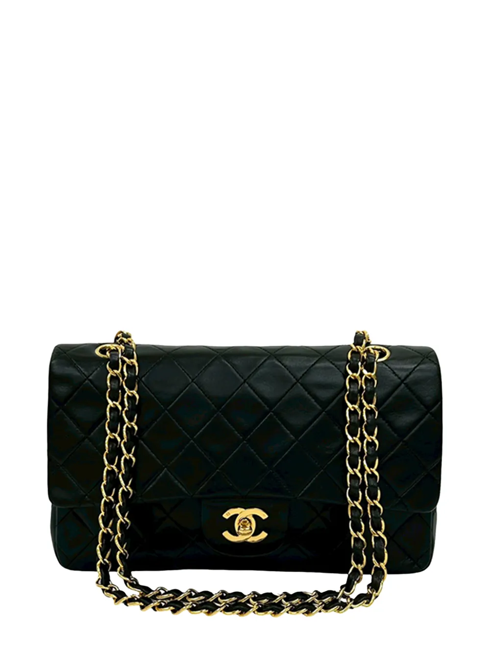 CHANEL Pre-Owned Borsa a spalla Classic Double Flap media in pelle di agnello 1991-1994 - Nero