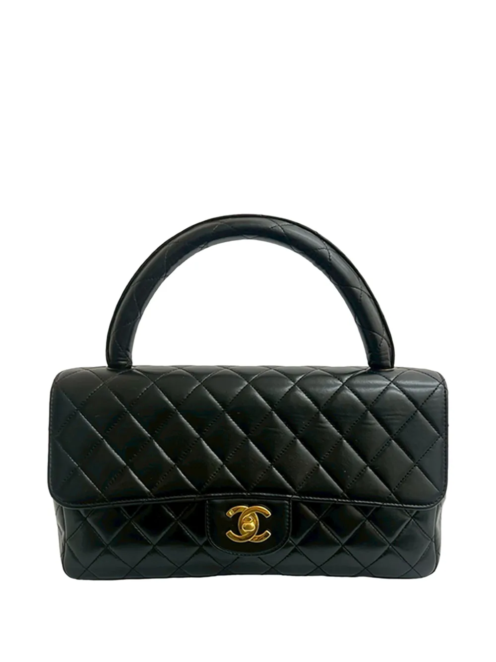 CHANEL Pre-Owned Borsa a mano Kelly Parent media in pelle di agnello con manico 1994-1996 - Nero