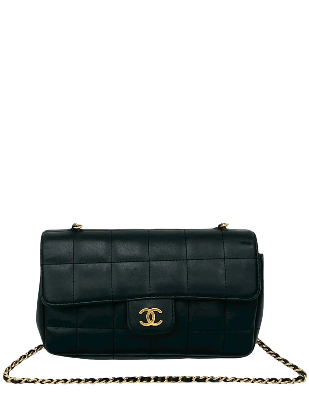 CHANEL Pre-Owned Borsa a tracolla Chocolate Bar squadrata mini in pelle di agnello con battente 2008-2009 - Nero