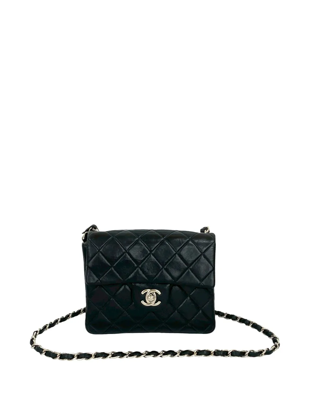 CHANEL Pre-Owned Borsa a tracolla Classic mini rettangolare in pelle di agnello con battente 2000-2002 - Nero
