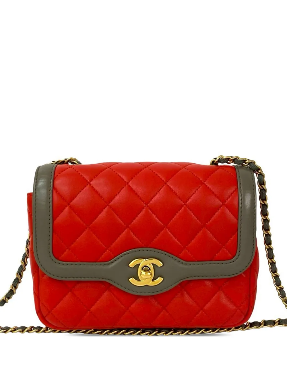 CHANEL Pre-Owned Borsa a tracolla CC Two Tone Day Flap mini in pelle di agnello trapuntata 2016-2017 - Grigio