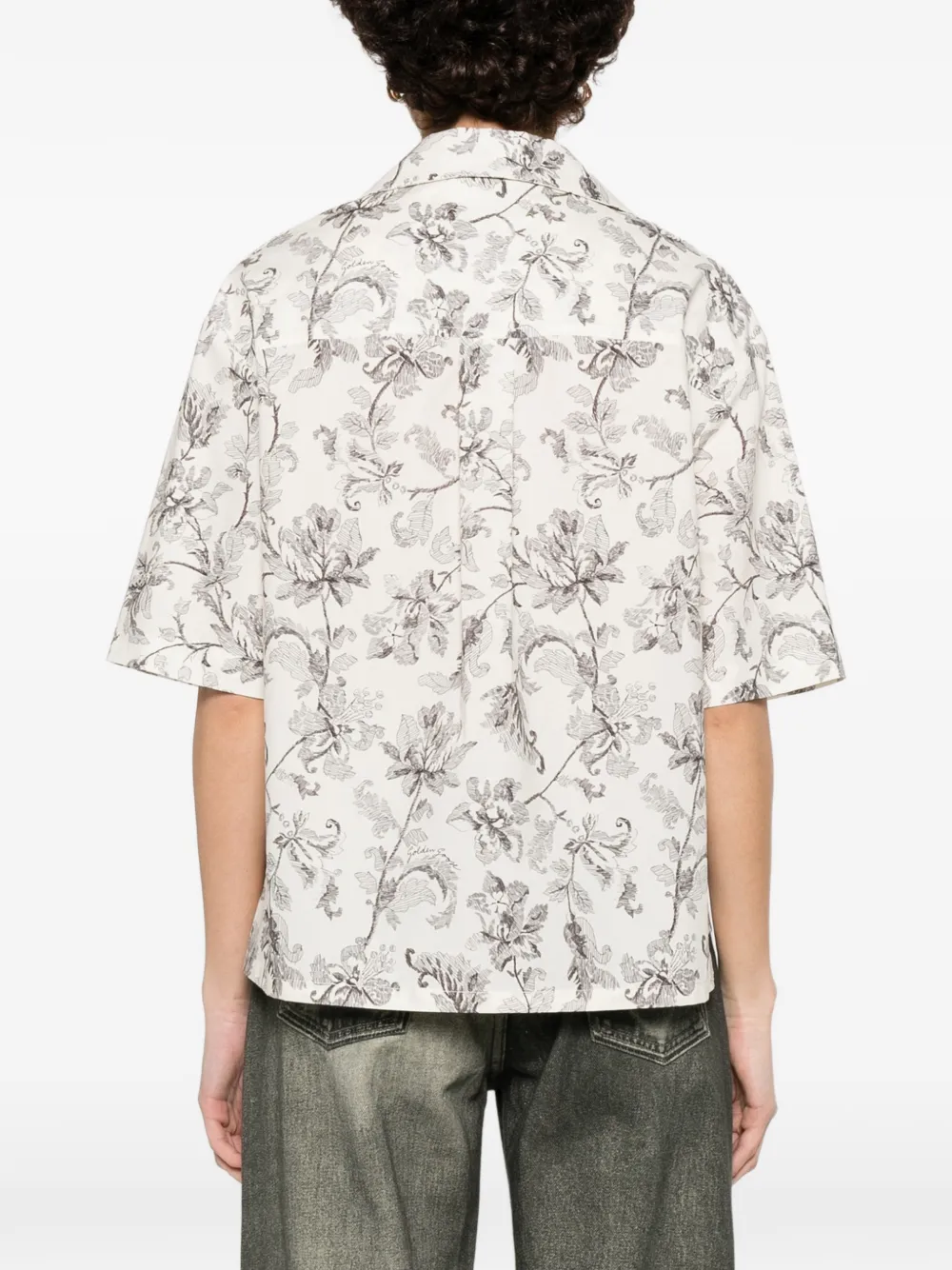 Golden Goose Boxy katoenen blouse met zwarte en witte bloemenprint Beige