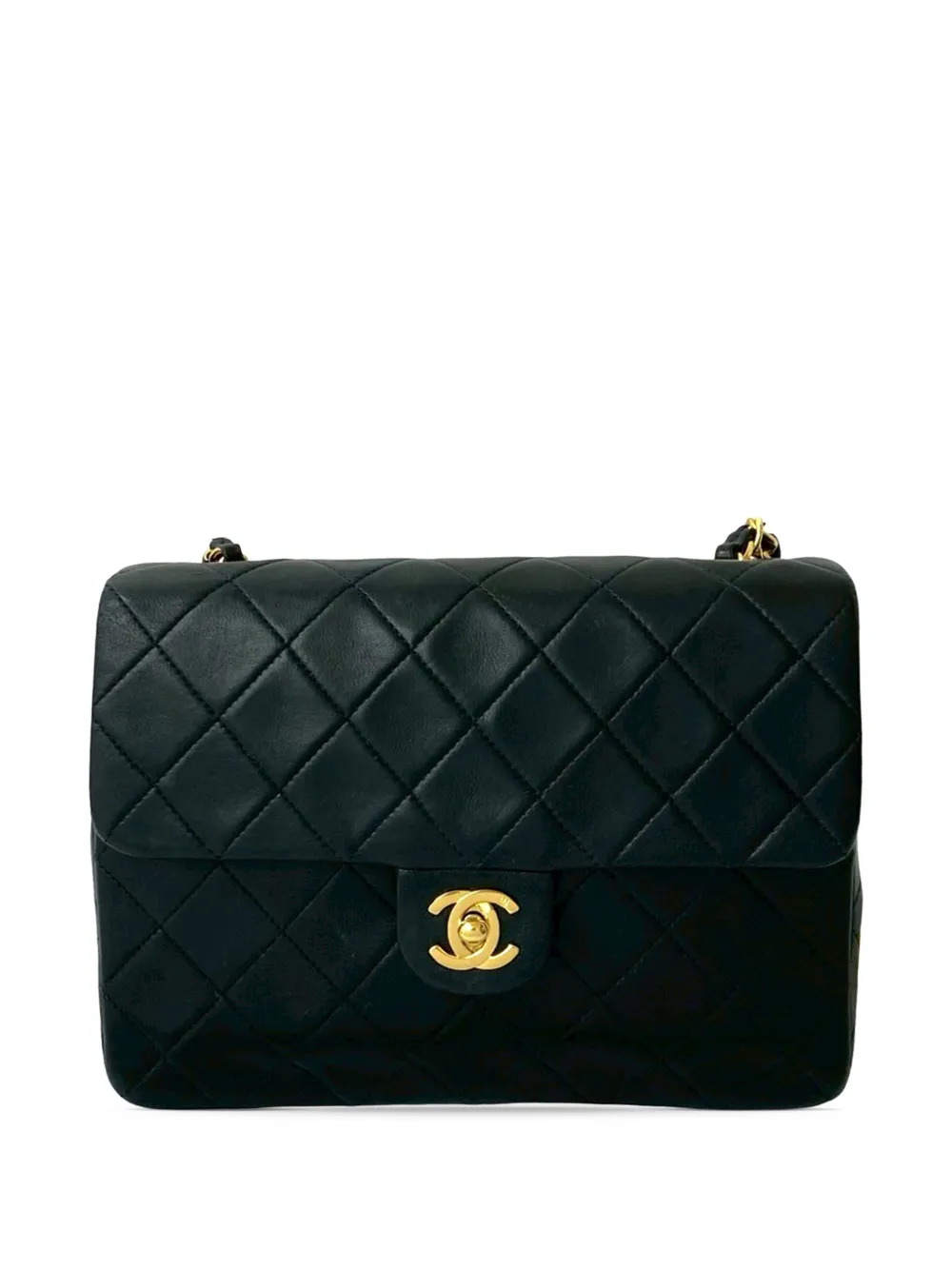 CHANEL Pre-Owned Borsa a tracolla Square piccola in pelle di agnello trapuntata con battente 1991-1994 - Nero