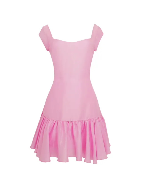 pink raw silk dress Richilene Vintage Hot Fuchsia Pink Raw Silk Dramatic Ruffle Surplice Dress