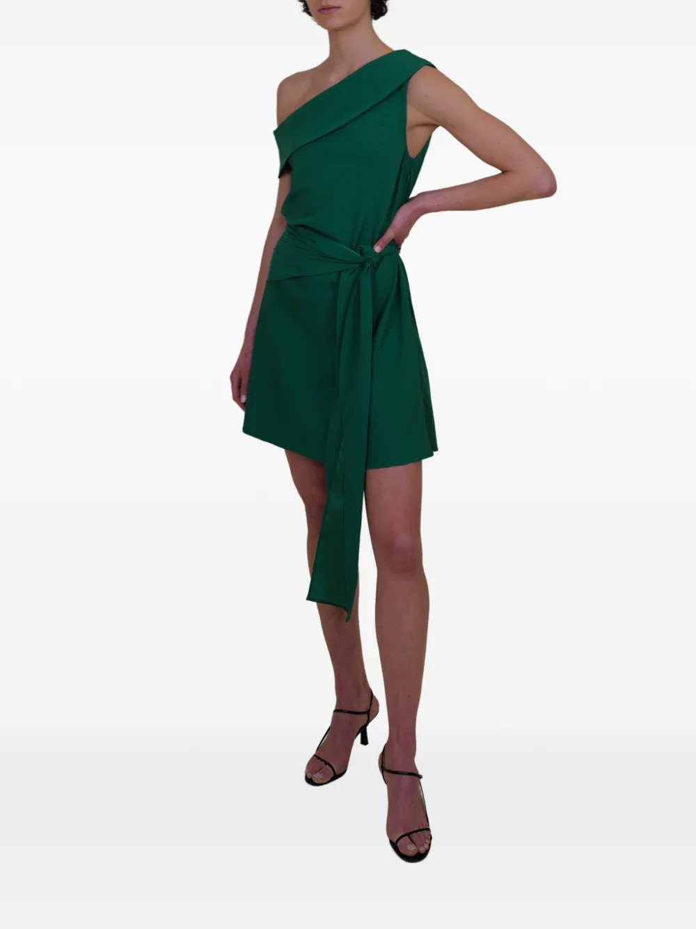 AZEEZA Kavari one-shoulder tie mini dress - Groen