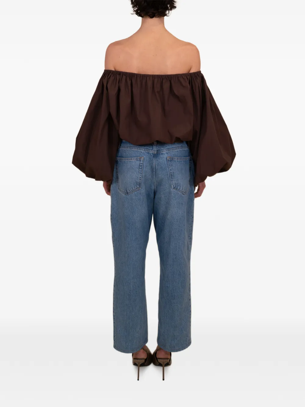 AZEEZA Margot balloon-sleeve top - Bruin