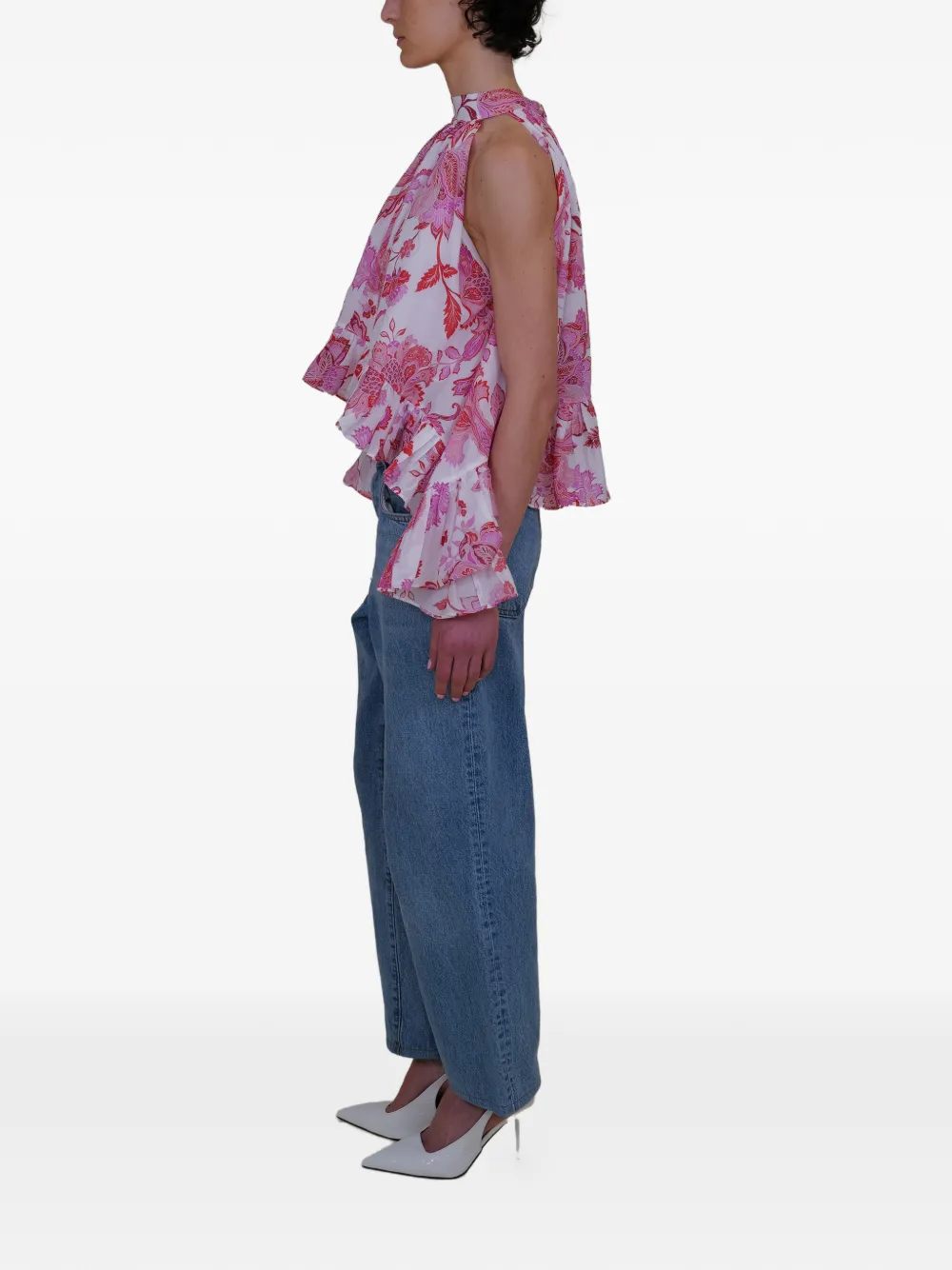  Azeeza Plath Paisley Ruffled Top - White 