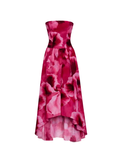 AZEEZA Nayara floral-print strapless midi dress