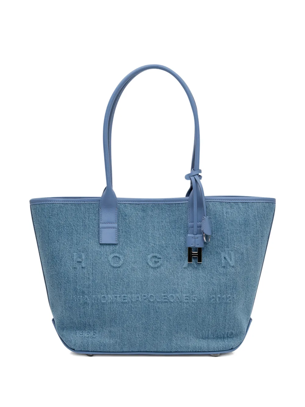 Hogan embossed-logo cotton tote bag - Blu