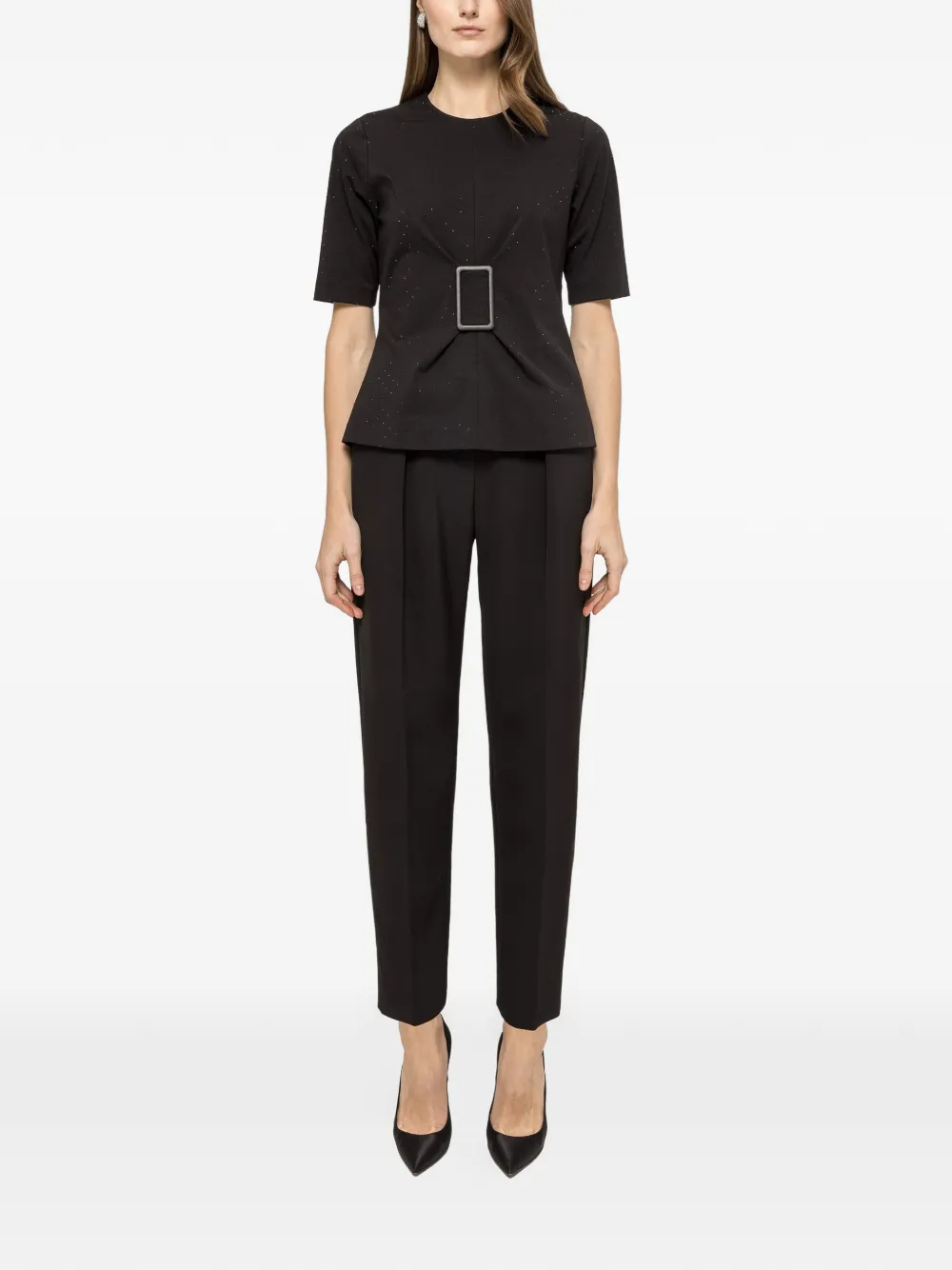 NISSA embellished top - Zwart