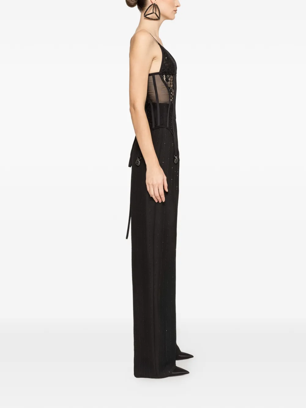  Nissa Lace-insert Tulle Top - Black 