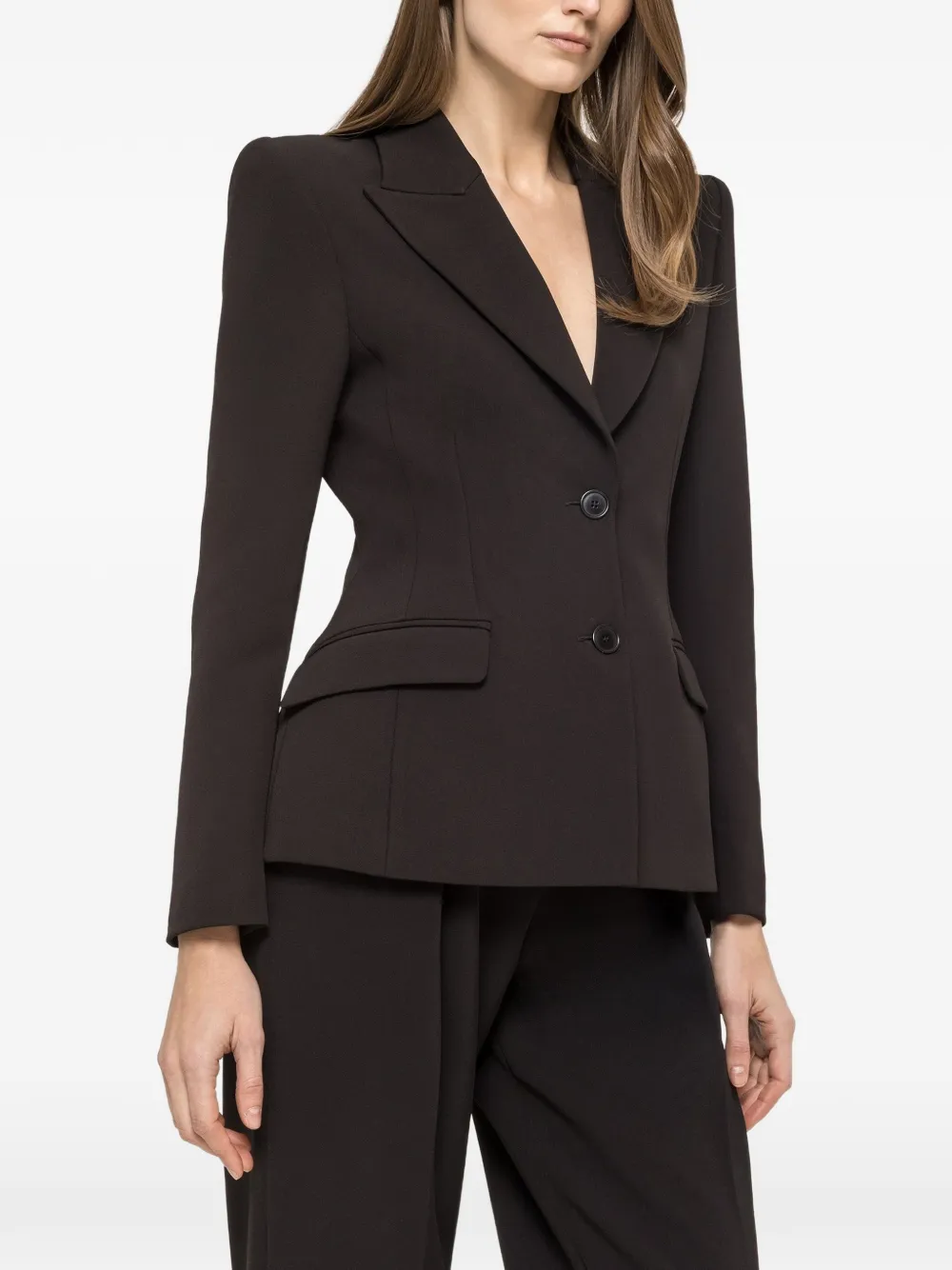NISSA single-breasted crepe blazer - Black