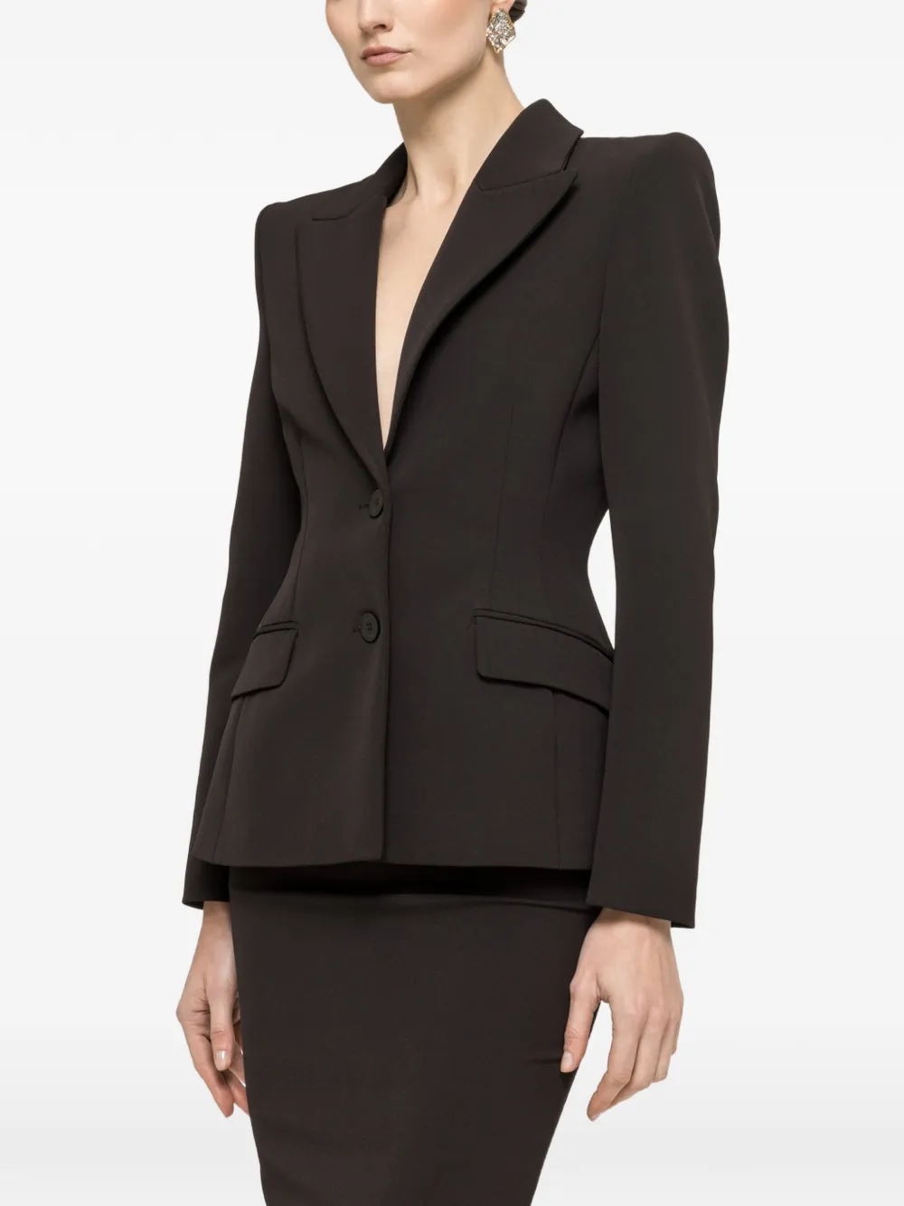 NISSA single-breasted crepe blazer - Black