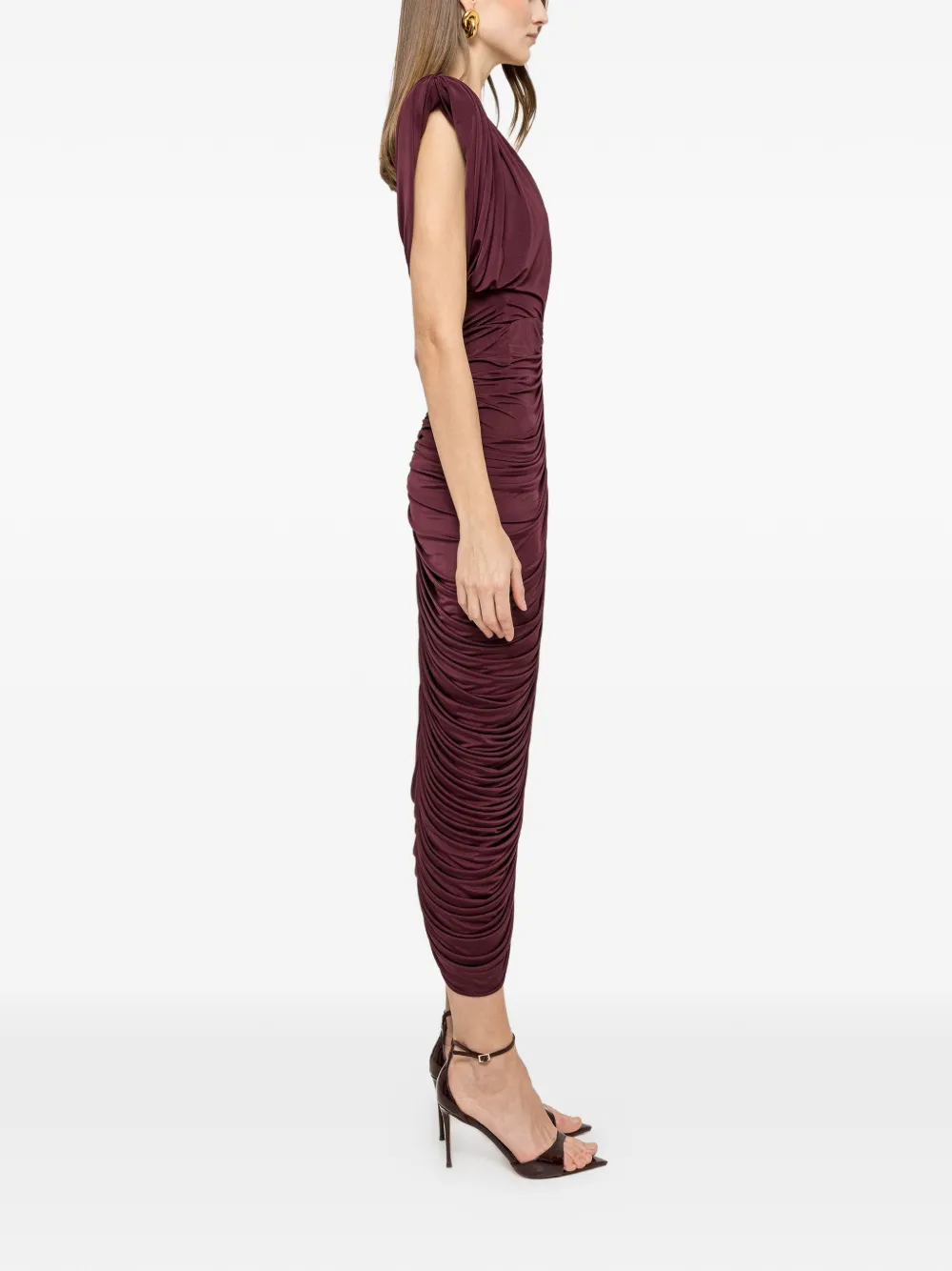  Nissa Ruched Midi Dress - Purple 